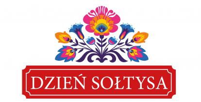 Grafika wektorowa. Na czerwonej tabliczce umieszczony jest biały napis: dzień sołtysa. Nad nim znajdują się kolorowe kwiaty. 