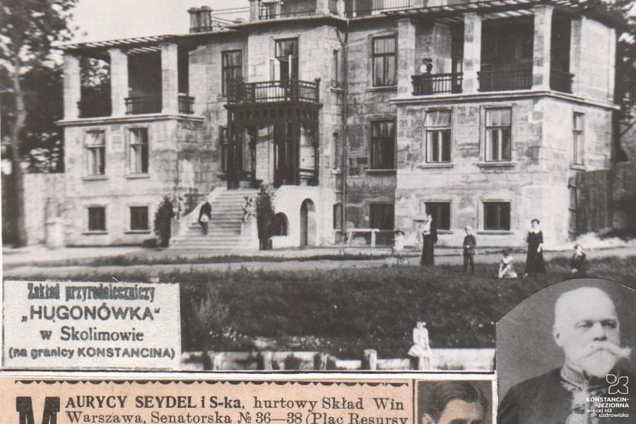 Newspaper's advertising from the first years of XX century showing a resort building and their owner